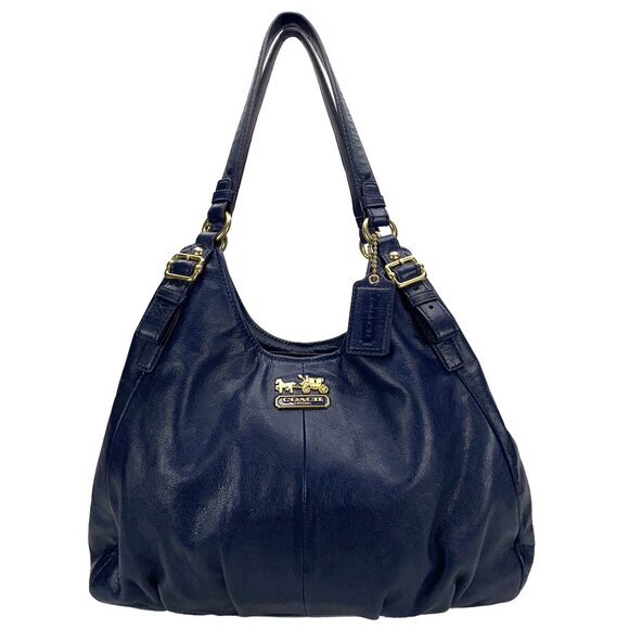 COACH Madison Maggie Blue Leather Hobo Shoulder Bag - J1176-16503 - Picture 1 of 16